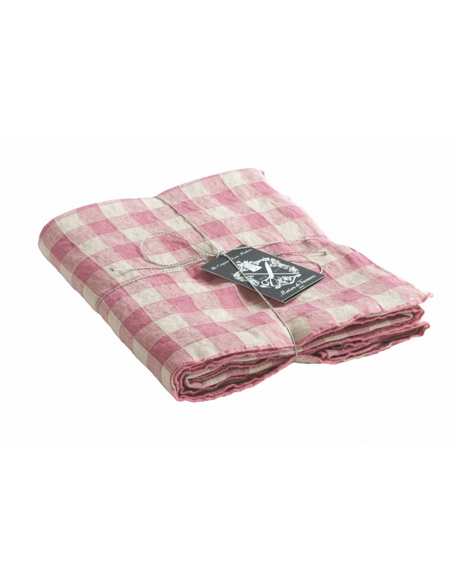 Nappe Bourdon Toile Vintage Vichy, Rose Zizi | Halo Concept