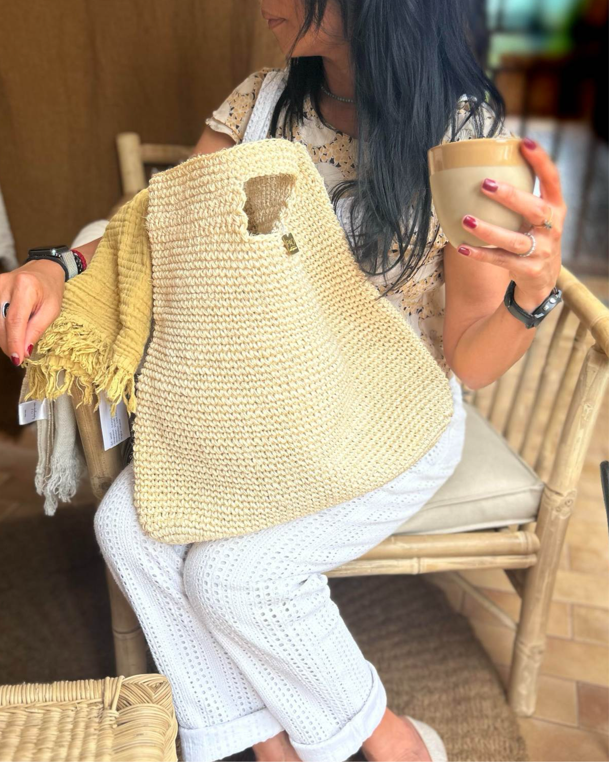 Sac a main en sisal, Beige