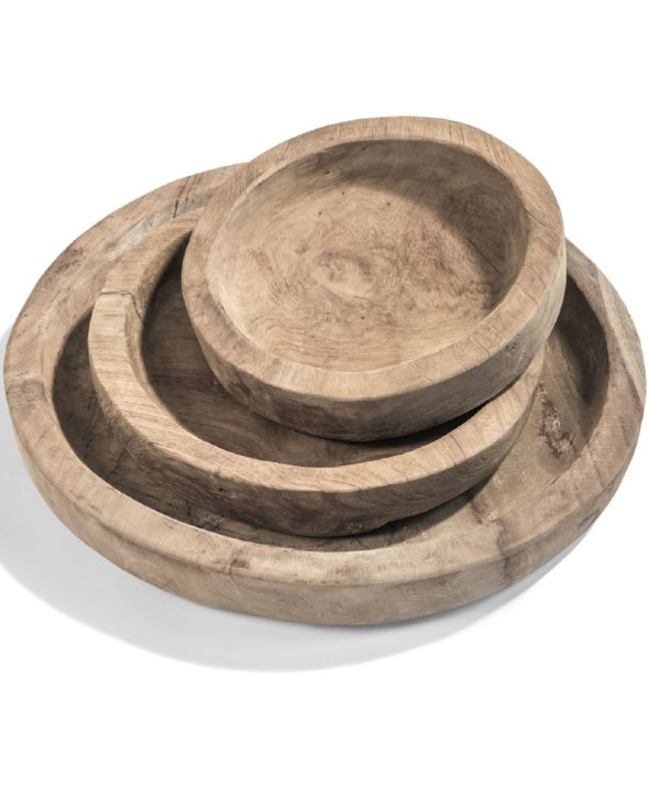 Low Round Bowl, teak naturel, Gommaire