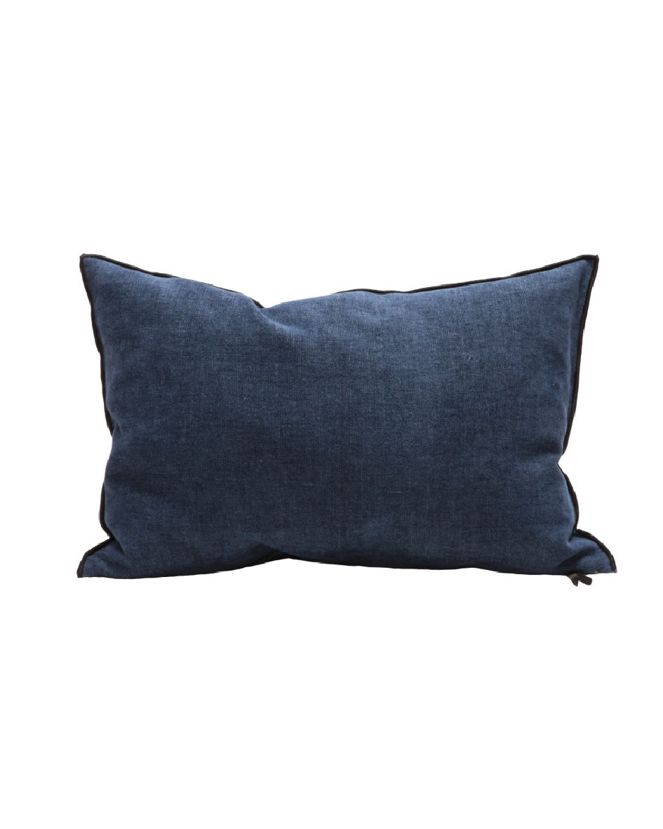 Coussin Vice Versa Black Line Chenille Soft Washed, Indigo / Bourdon Indigo, Maison de Vacances