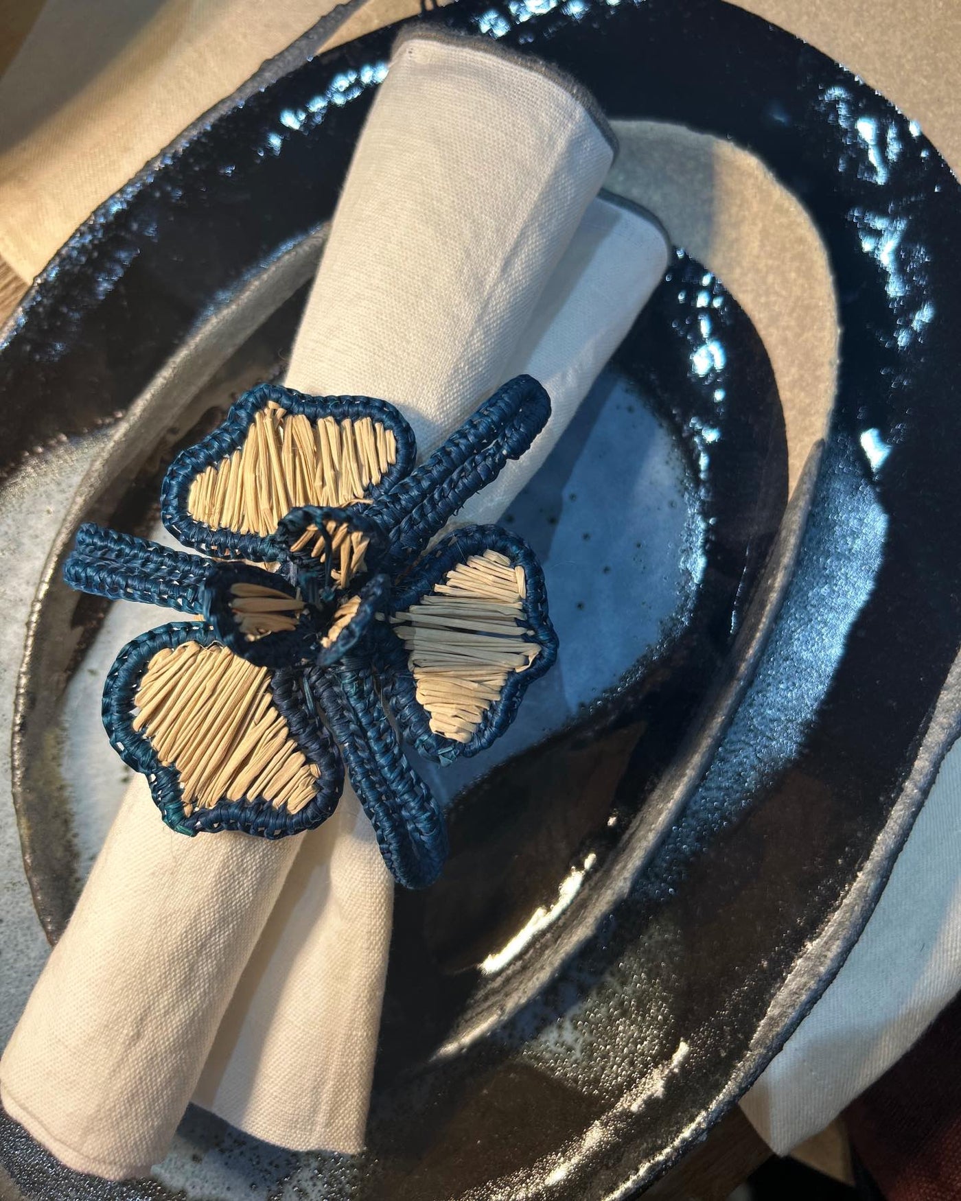 Rond de Serviette, Fleur Bleu, Pao Atesania