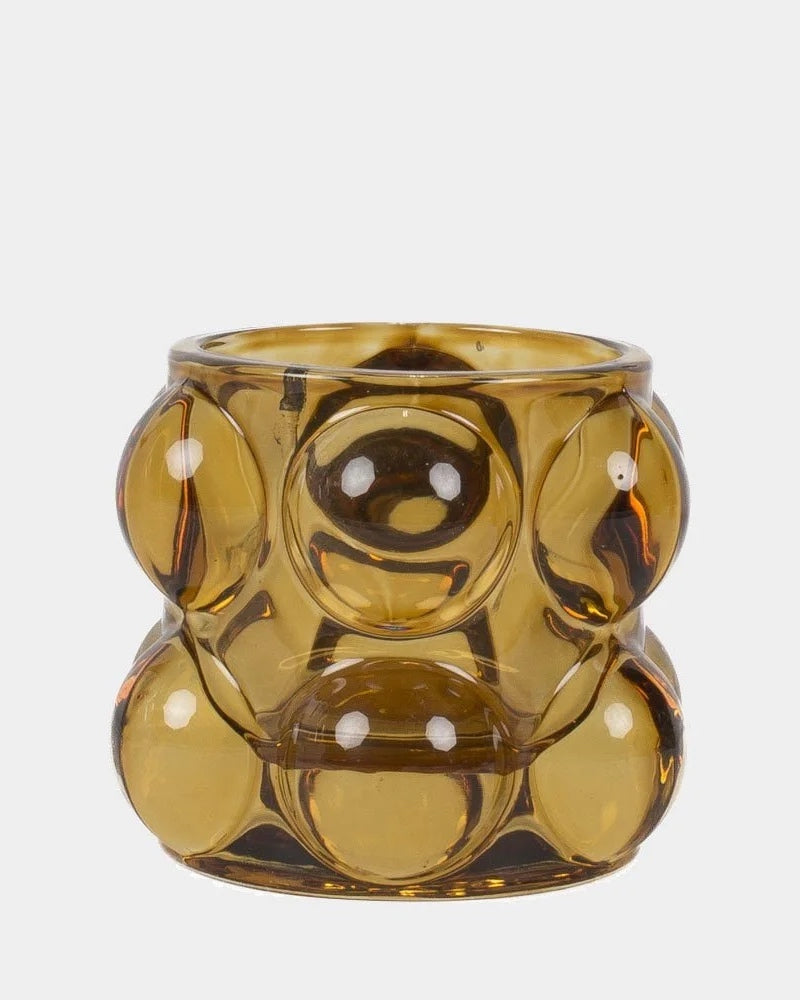 Amber Bubbla Tealight Holder 7cm