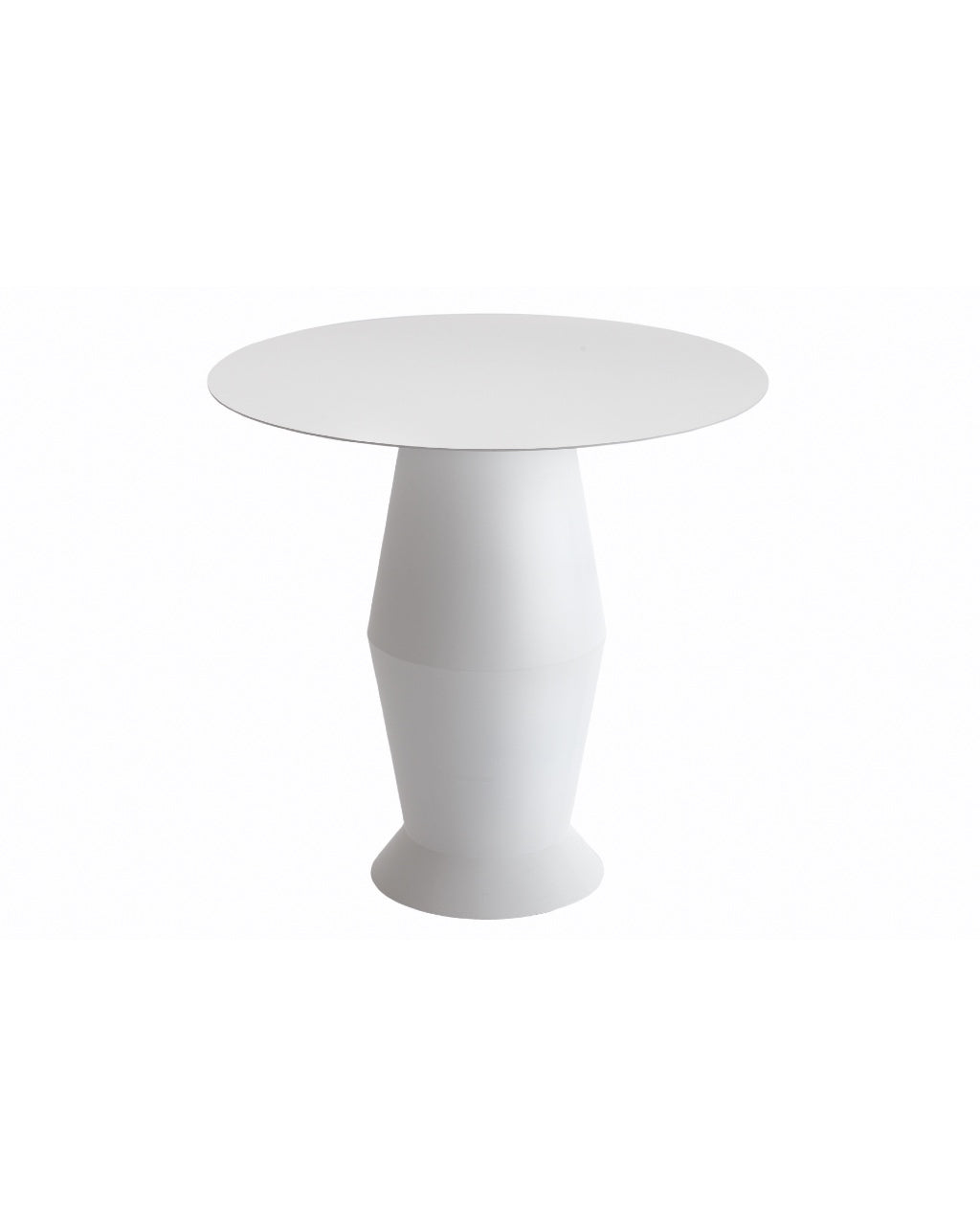 Table Upside Ronde Acier Peint Texturé, Blanc.