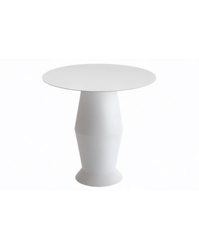 Table Upside Ronde Acier Peint Texturé, Blanc.