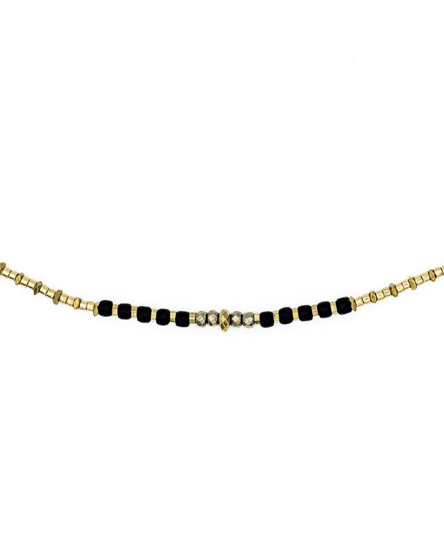 Necklace and Bracelet 3 turns, ANDY Gold 3 - Black 