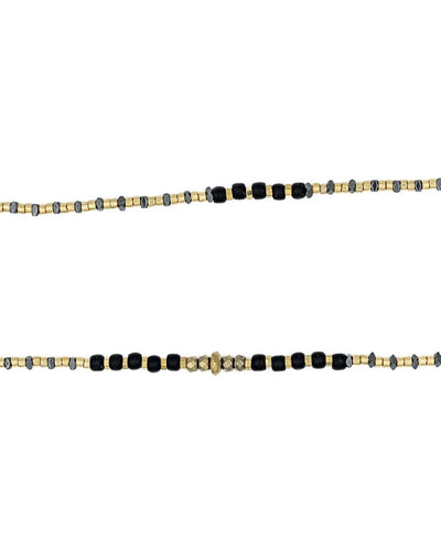 Necklace and Bracelet 6 rounds, ANDY Gold 6 - Black 