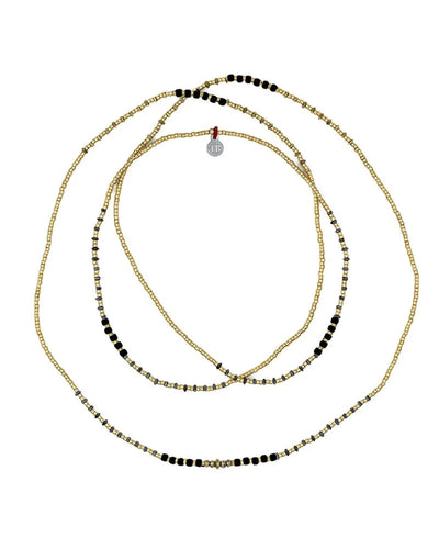 Necklace and Bracelet 6 rounds, ANDY Gold 6 - Black 