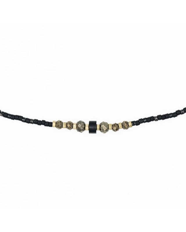 Collier et Bracelet 3 tours, BLACK PANTHER - Slim 3