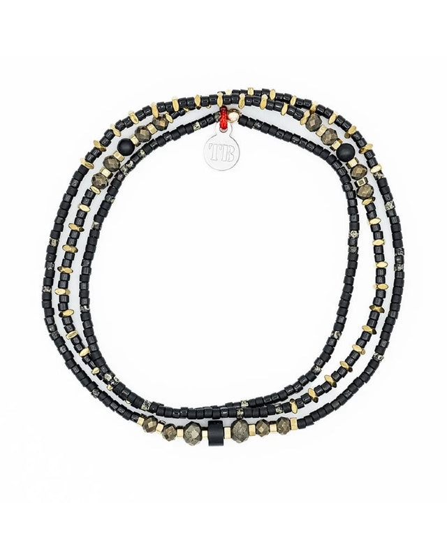 Necklace and Bracelet 3 turns, BLACK PANTHER - Slim 3 