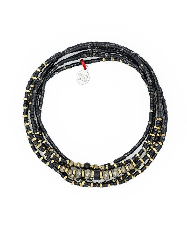 Necklace and Bracelet 6 turns, BLACK PANTHER - Slim 6 