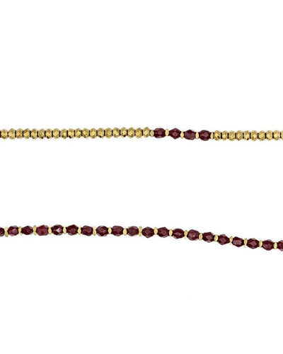 Collier et Bracelet 6 tours, CAROLINE - Rouge Cerise