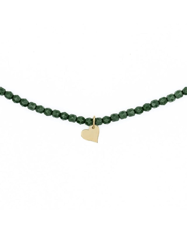 Collier et Bracelet 3 tours, Coeur Gold - Green Forest