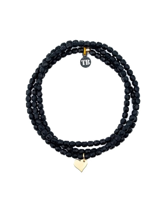 Collier et Bracelet 3 tours, Coeur Gold - Noir Mat