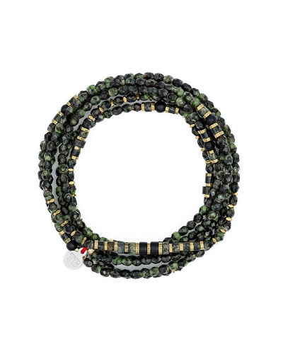 Necklace and Bracelet 6 turns, CROCODILE - Kambala Jasper