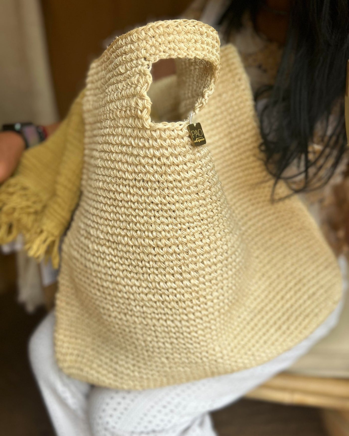 Sac à main en sisal Beige, Pao Artisana