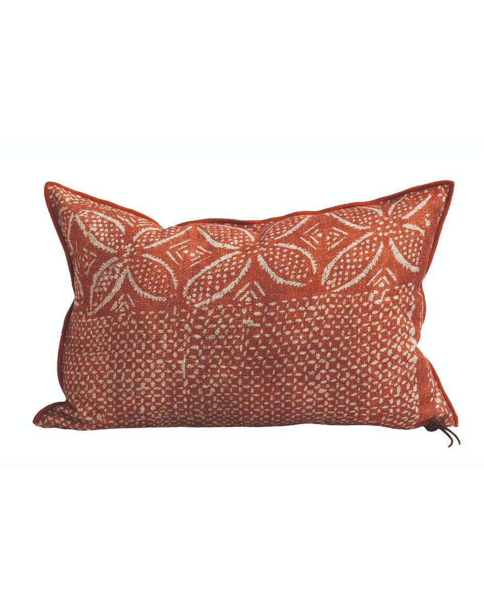 Vice Versa Canvas In &amp; Outdoor Bogolan Cushion, Clay