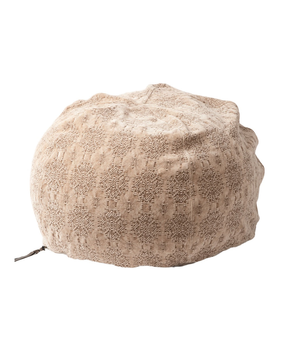 Jacquard Stone Washed Kilim Pouf, Nude