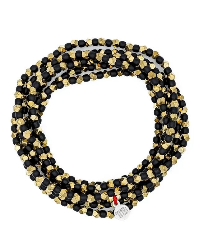 Collier et Bracelet 6 tours, MAX GOLD - Noir, Têtes Blondes