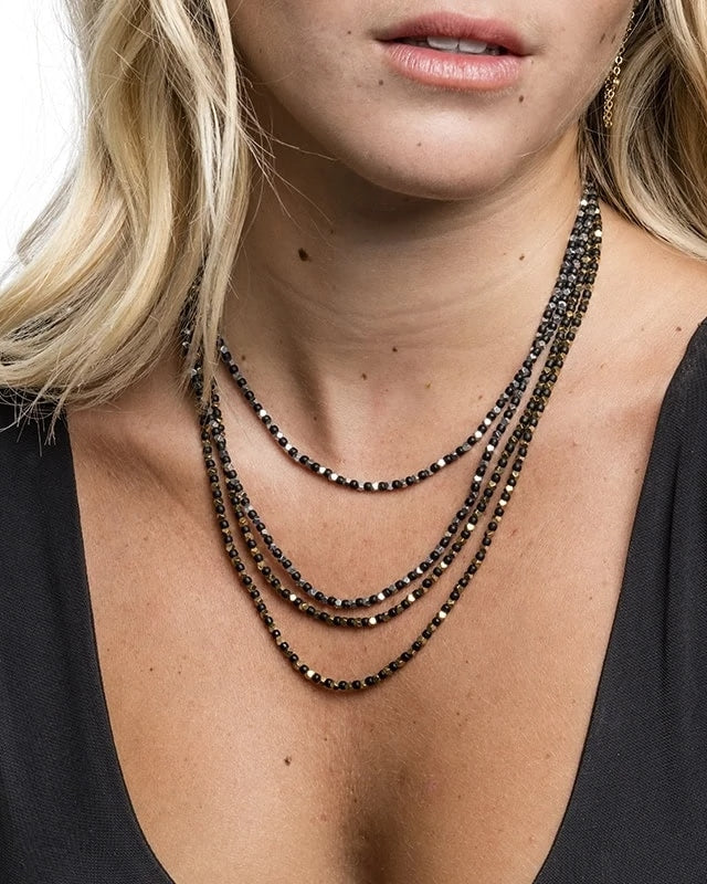 Collier et Bracelet 6 tours, MAX GOLD - Noir, Têtes Blondes