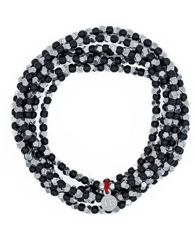 Necklace and Bracelet 6 turns, MAX SILVER - Black 