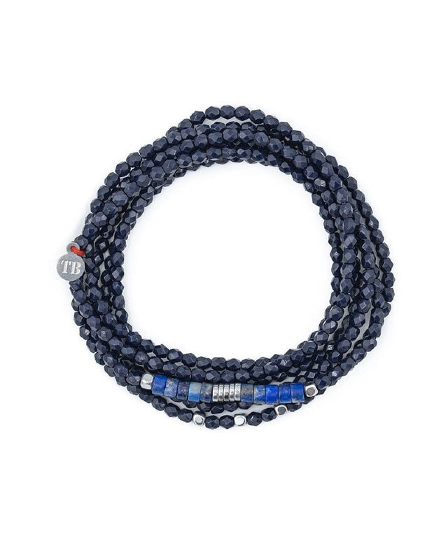 Necklace and Bracelet 6 turns, NADÈGE - Navy Blue 